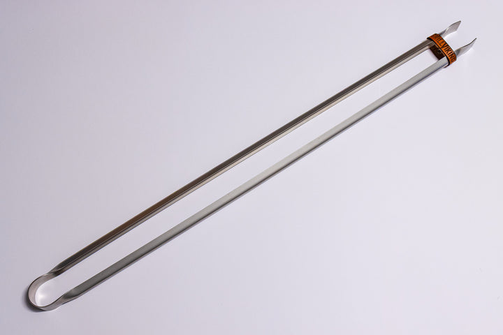 Edelstahl-Grillzange 900mm mit Lederband aus Tiroler Rindsleder – GrillViking